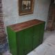 Vintage steel cupboard, shelf cupboard, kitchen island green