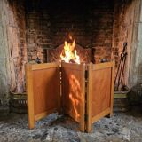 Old oak three-panel fire screen