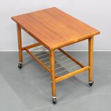 1960s Teak Side Table on Wheels, Denmark