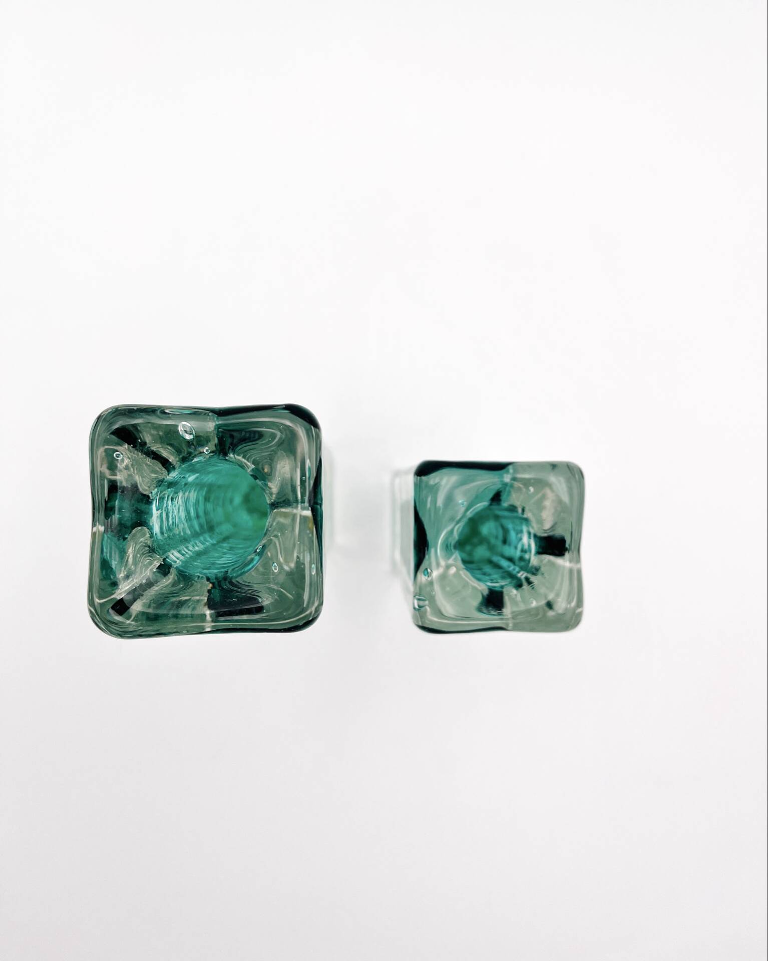 Paire de soliflores brutalistes Schott Zwiesel Cristal Eisglas