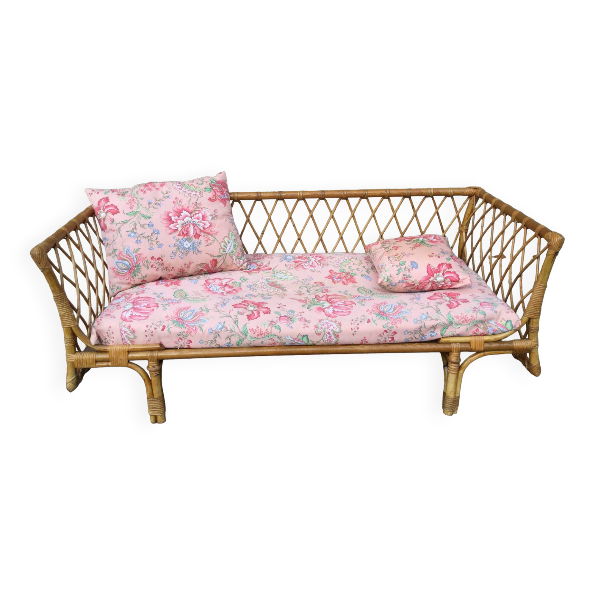 1950s rattan chaise longue sofa