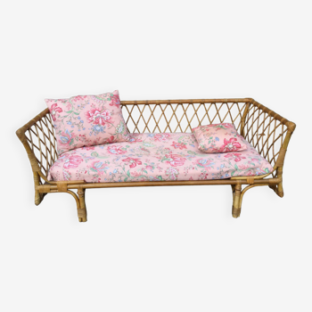 1950s rattan chaise longue sofa