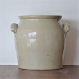 Medium-sized sandstone pot, gray glazed, two ears