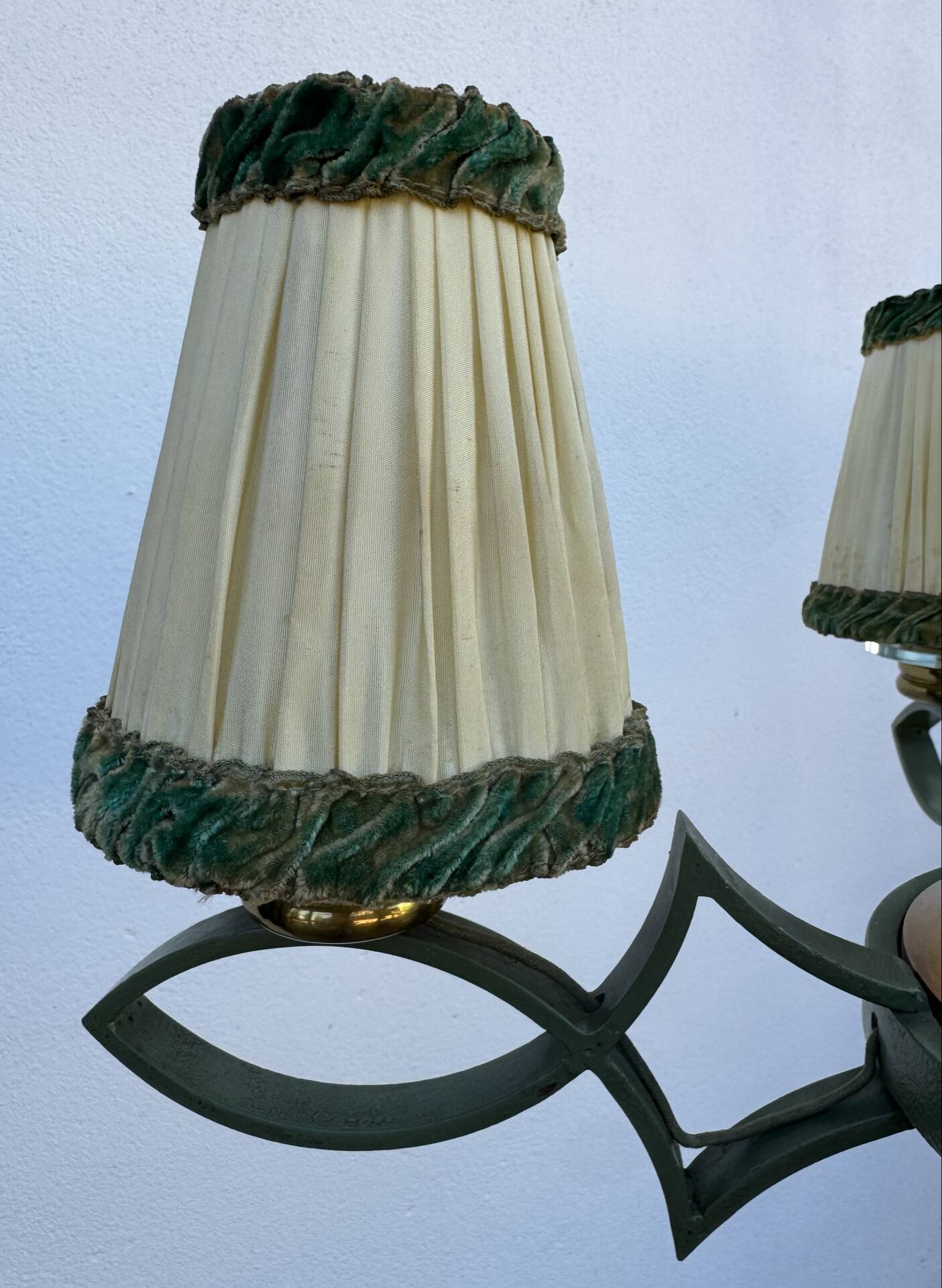 Art Deco brass and glass chandelier