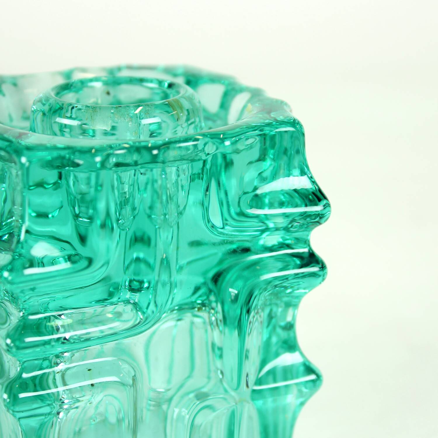 Vintage Glass Candle Holder By Vladislav Urban For Rosice, 1960s