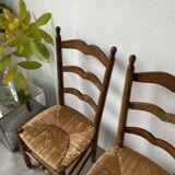 5 oak and straw chairs