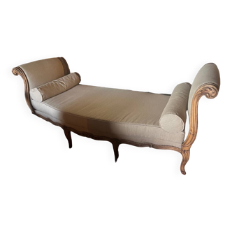 Linen chaise longue bench