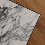 Rectangular coffee table in black lacquered metal and Arabescato marble