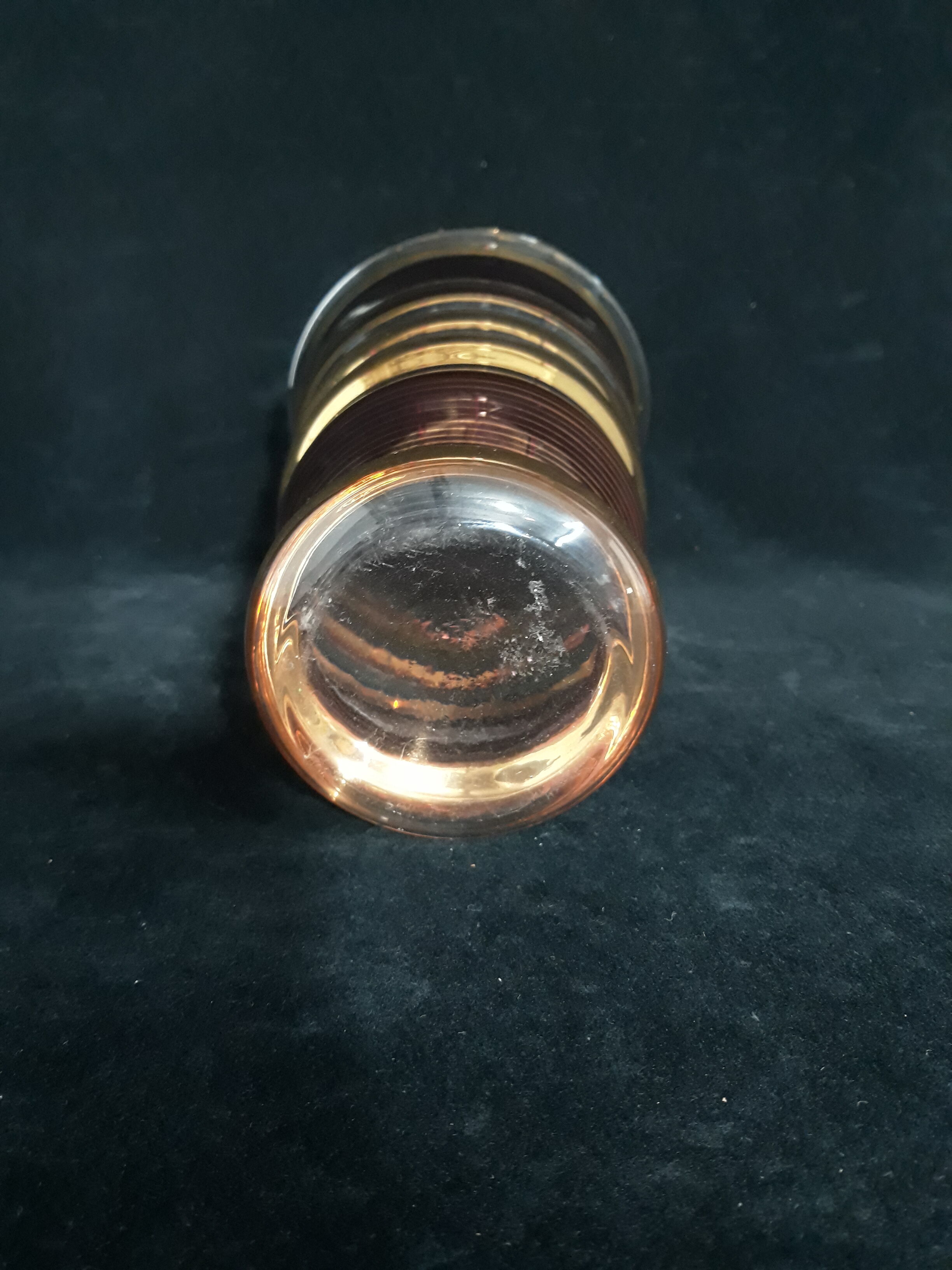 Fuchsia & gold glass art deco vase