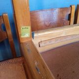 6 chaise regain orme massif et cuir epais