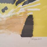 Lithographie Paul Guiramand (1926 - 2007) Oiseaux autours du nid.