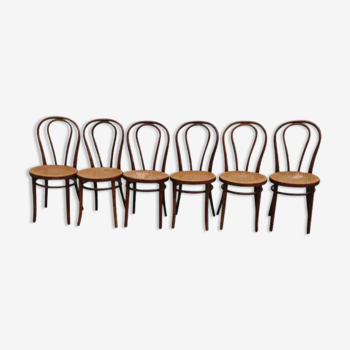 Lot de 6 chaises bistrot cannees