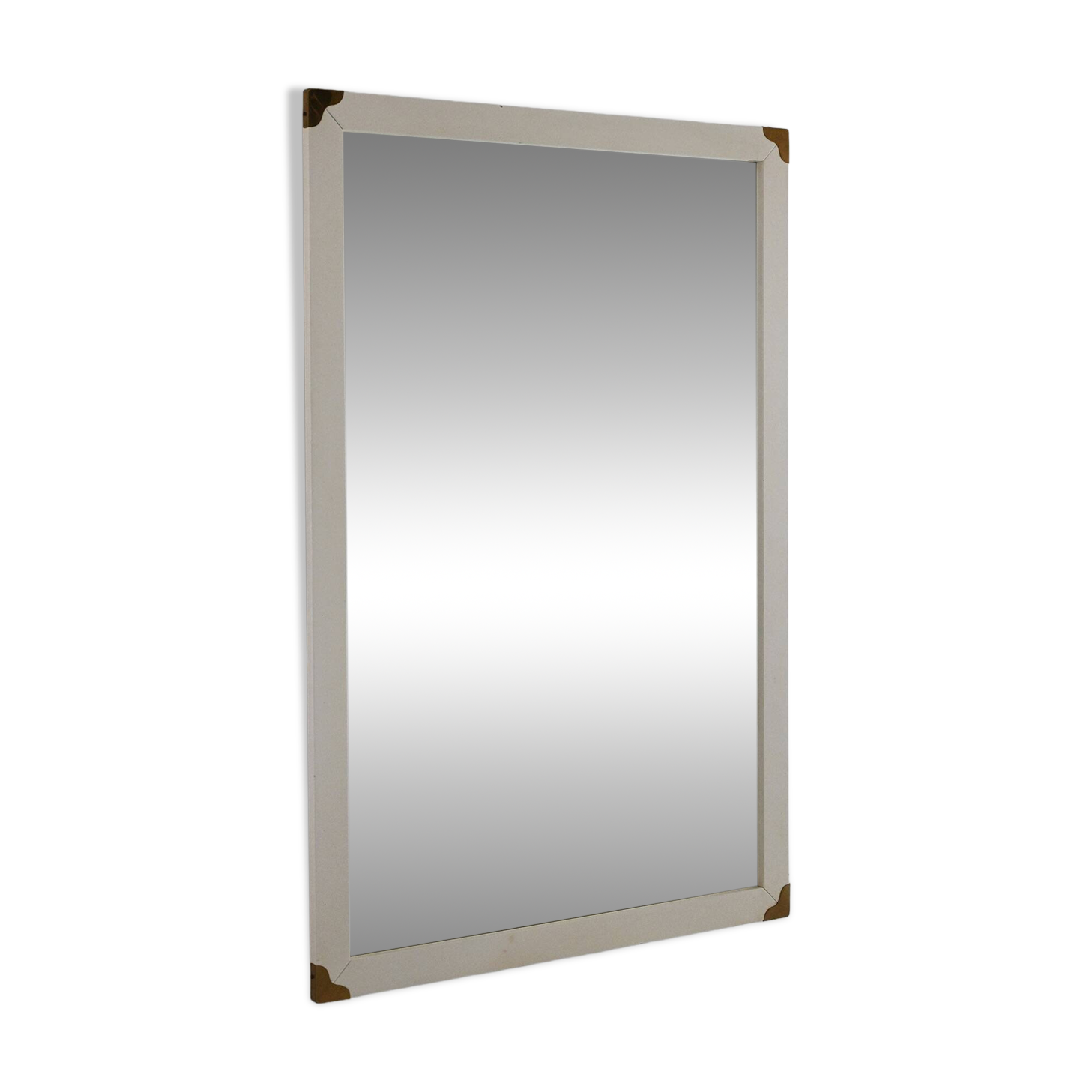 Scandinavian vintage mirror white with brass angles