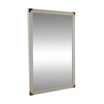 Scandinavian vintage mirror white with brass angles