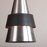 Large Danish Aluminum pendant light, Corona model by Jo Hammerborg for Fog & Mørup 1960.