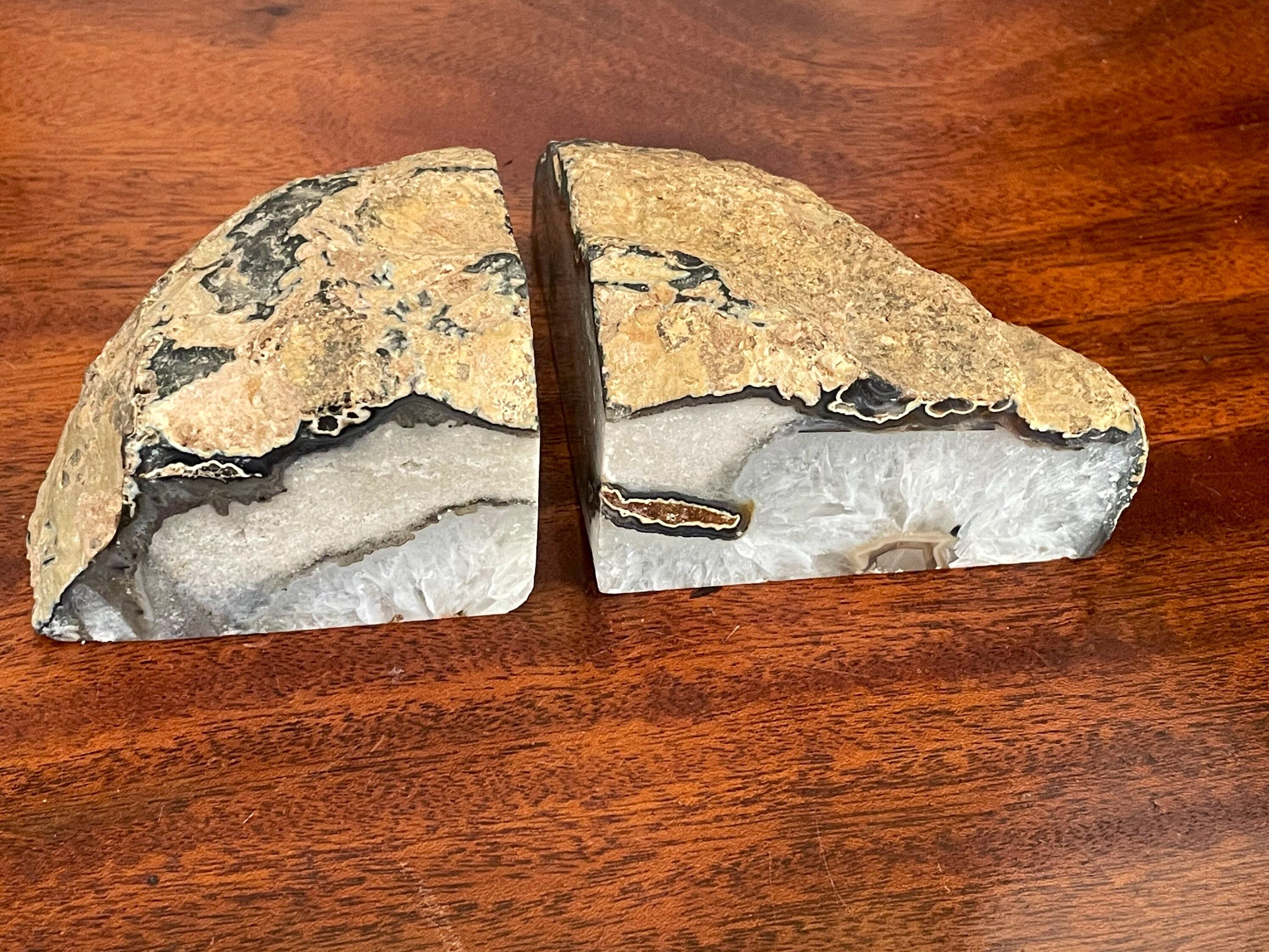 Paire de serre-livres en agate