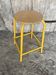 Vintage Industrial Stool DPC Yellow Metal Tube + Wooden Seat