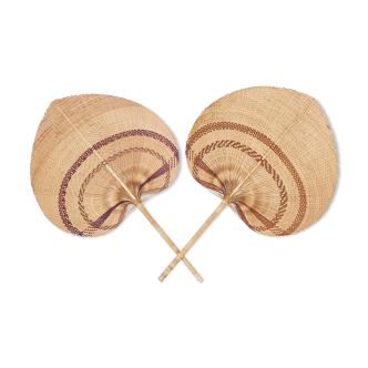 Pair of braided wicker fins, circa 1960