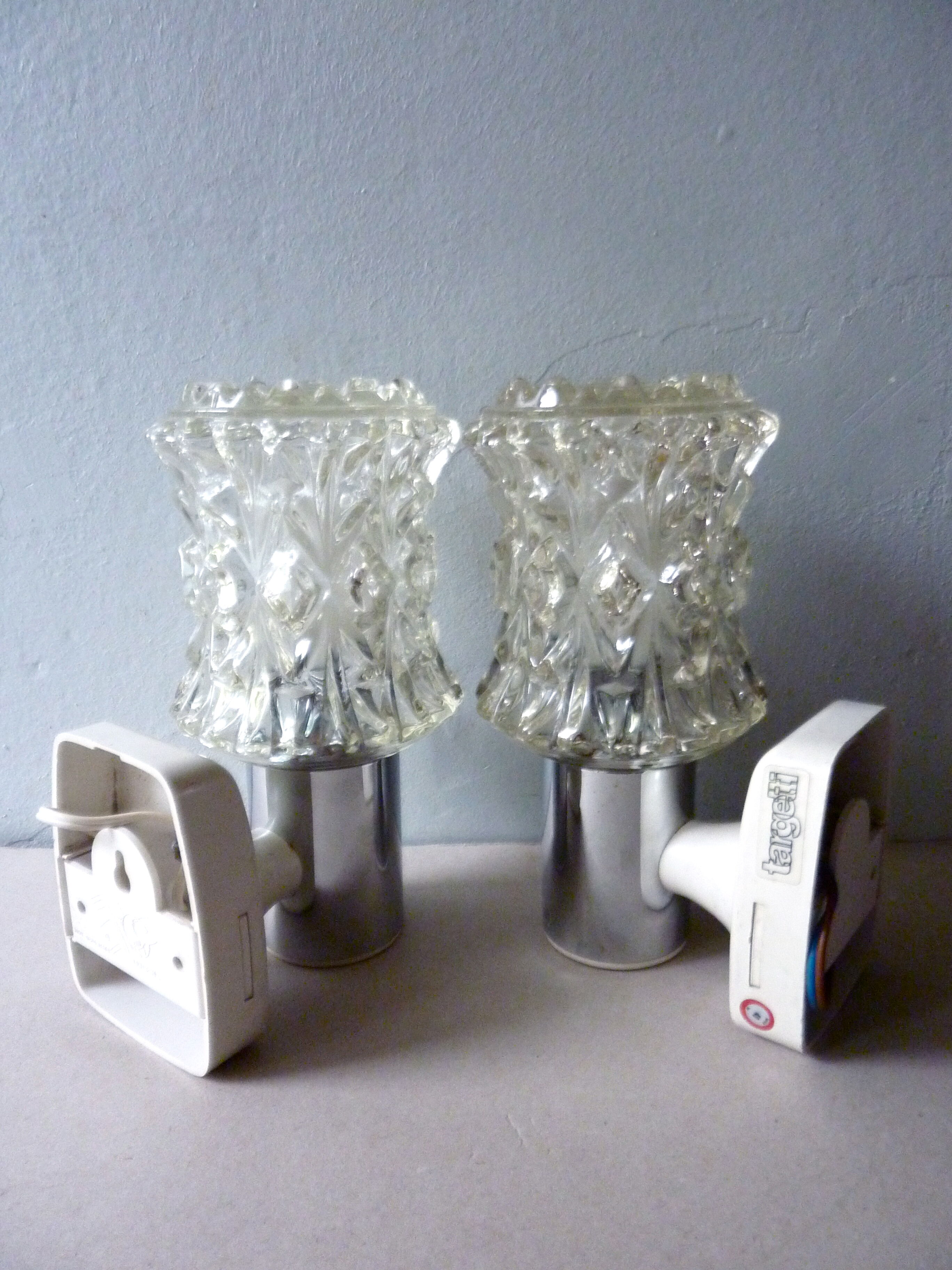 Pair of chrome and glass the 1970s Targetti