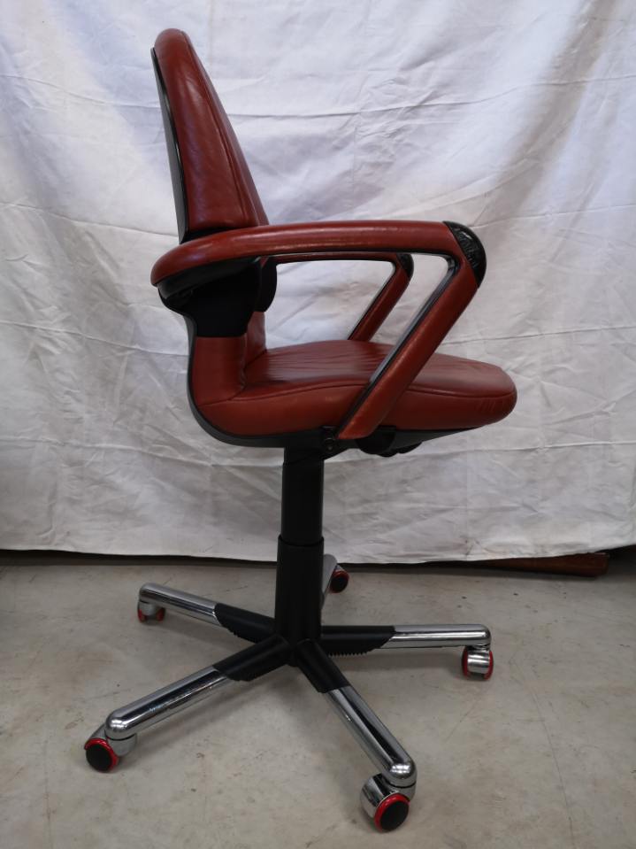 Mario Bellini office armchair for Vitra vintage havana leather