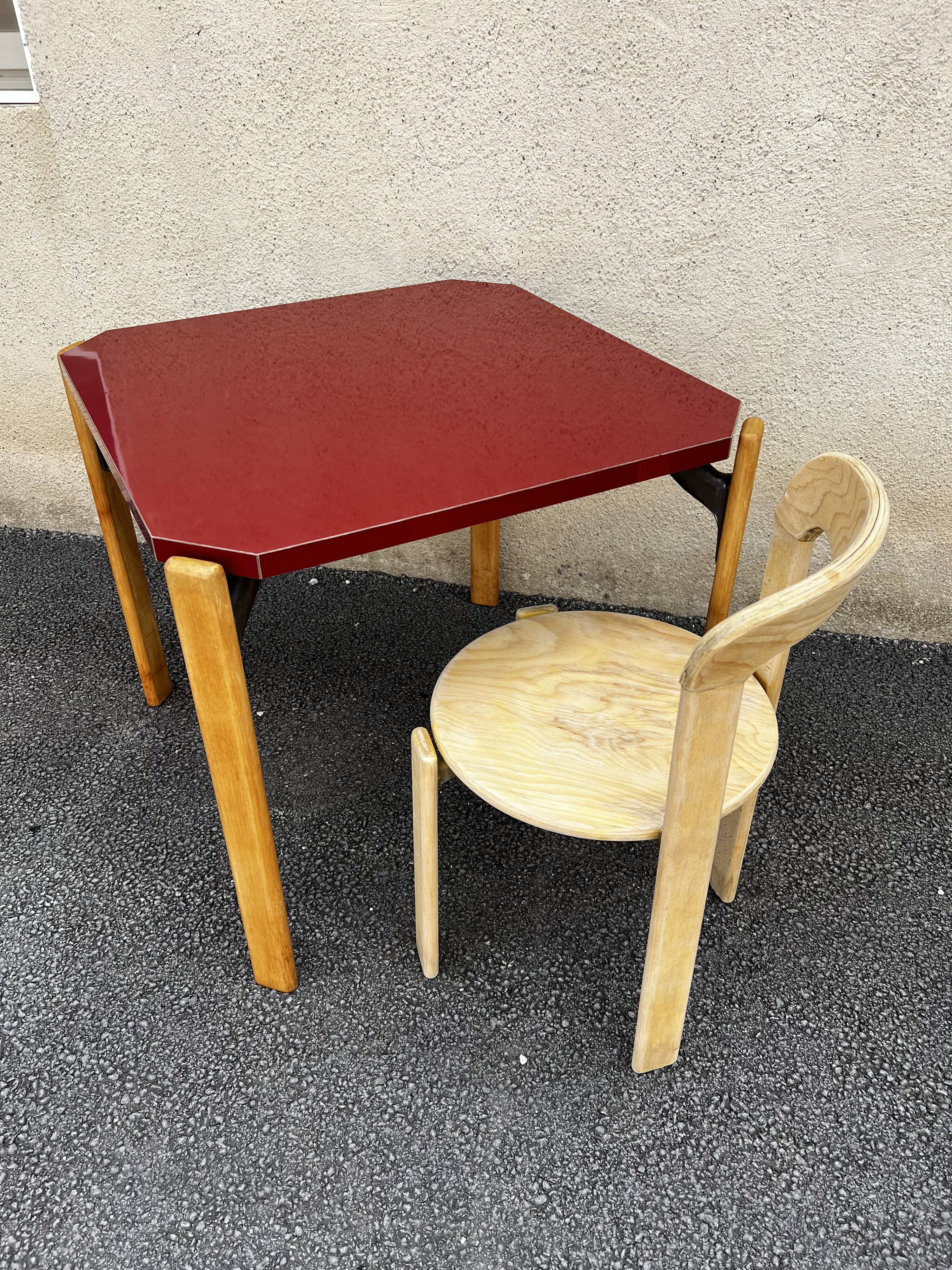 Bruno Rey table in red formica for Dietiker, 1970s