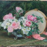 Ancienne peinture à l huile nature morte F.Trarbach Cantin