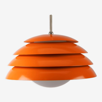 Orange 70s Layered Pendant Lamp with Glass Body