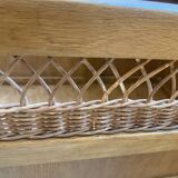 Wooden and rattan chest