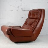 Easy chair "space age". Jean Prévost, France, leather, circa 1970