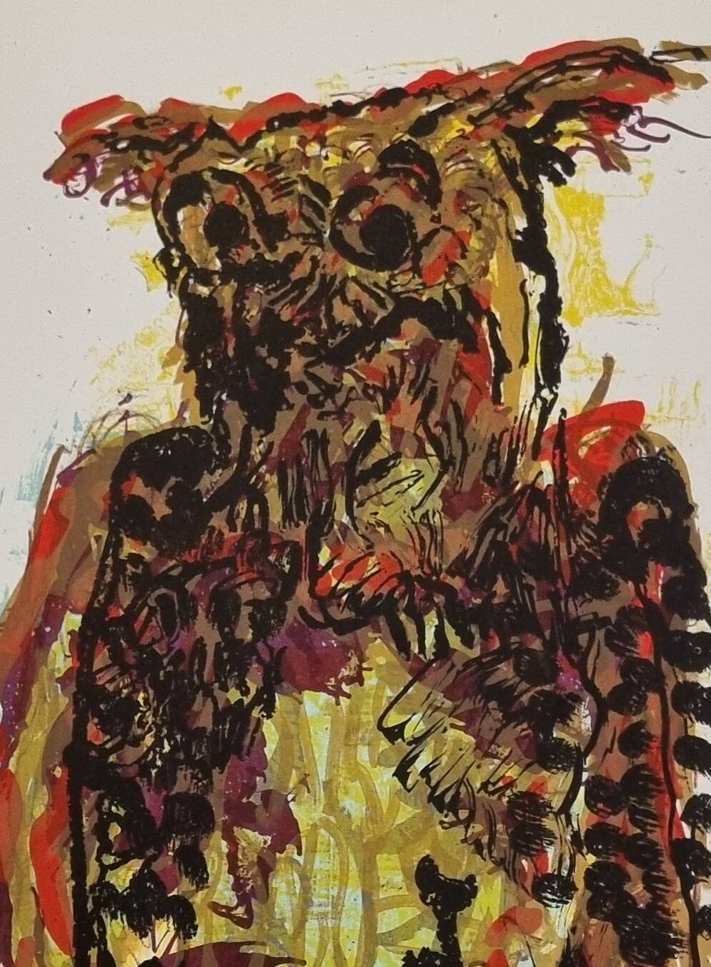 Jean-Paul Riopelle – Original lithograph – Stylized owl, 42 x 52 cm