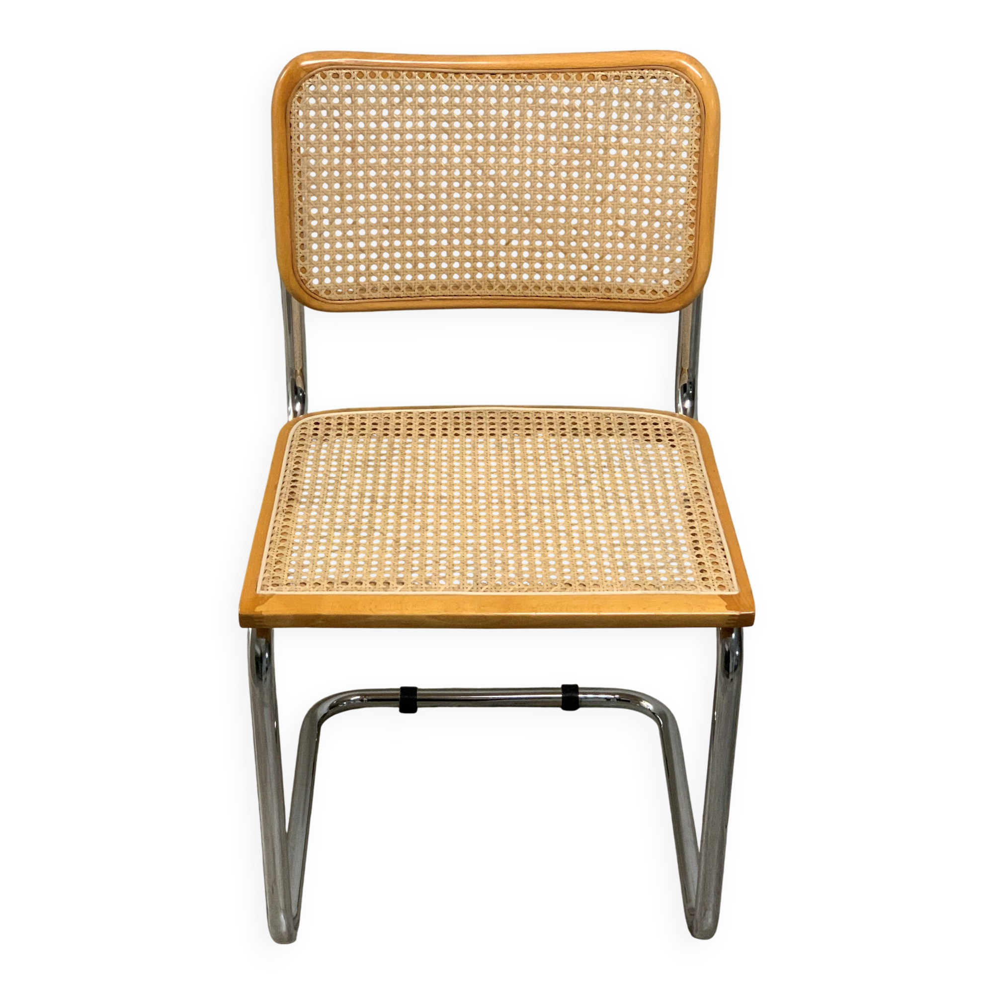 Chair in the B32 style, light wood and cane