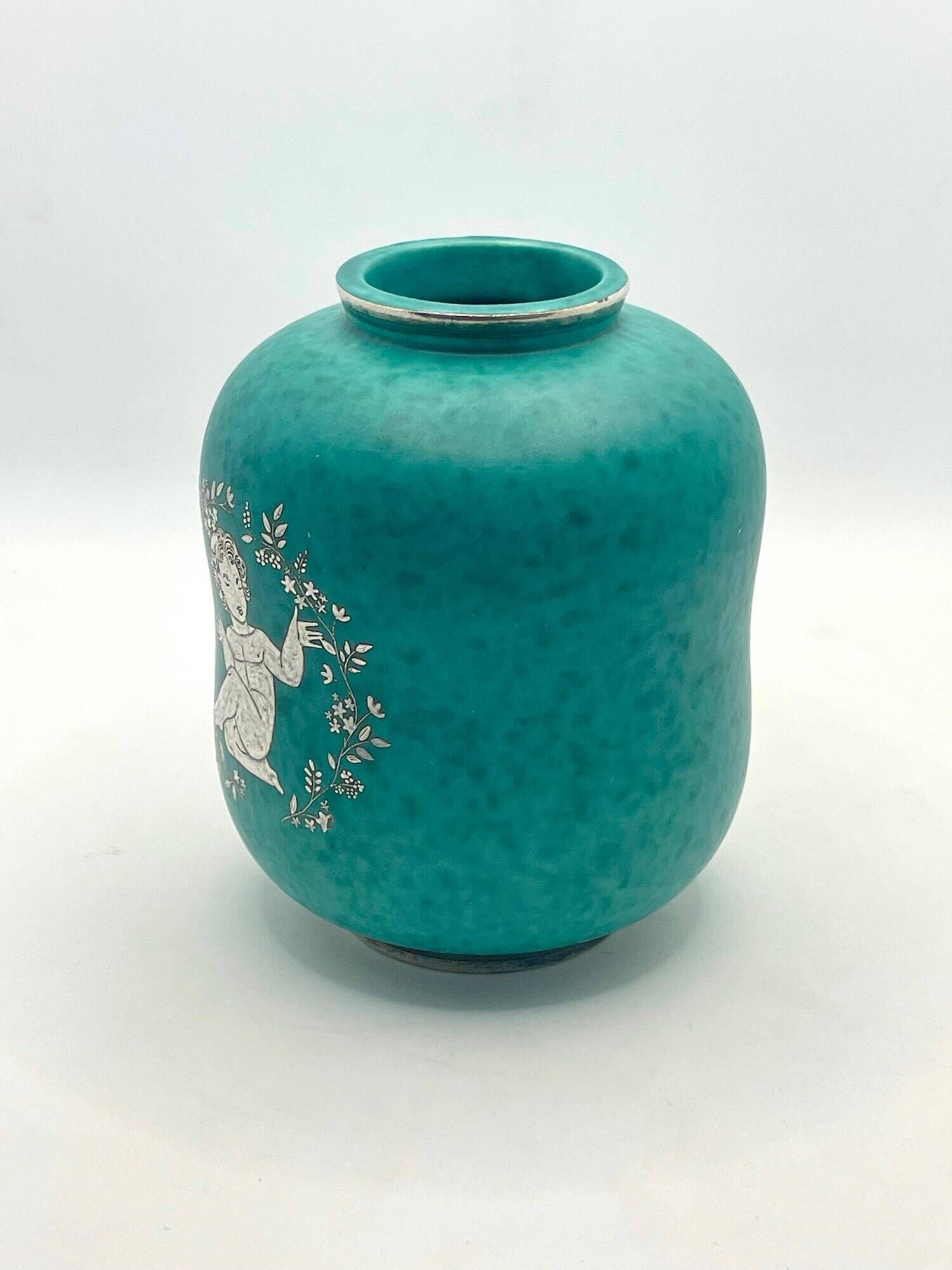 Gustavsberg vase Sweden signed Wilhelm Kage "Argenta", 1950
