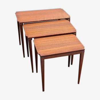 Pull-out tables in vintage Scandinavian teak 1970