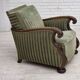 1950s, Danish relax armchair, green furniture velour, carved oak wood.