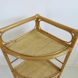 Corner shelf in bamboo rattan 60s 70s