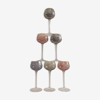 6 colored semi-crystal wine glasses Vannes le Châtel in a box