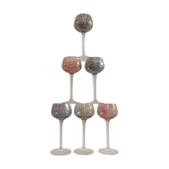 6 colored semi-crystal wine glasses Vannes le Châtel in a box