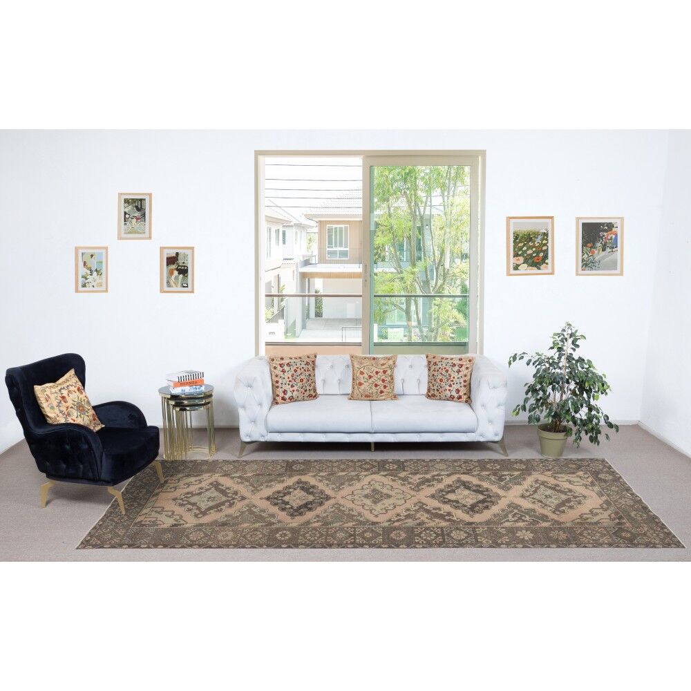 Handknotted Runner Rug for Hallway. Vintage Corridor. Kitchen Runner Carpet. Stair Rug