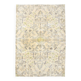 7x10 Turkish Oriental Pattern Light Yellow & Brown Vintage Rug, 215x320Cm