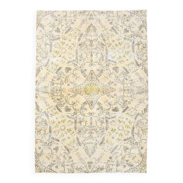 7x10 Turkish Oriental Pattern Light Yellow & Brown Vintage Rug, 215x320Cm