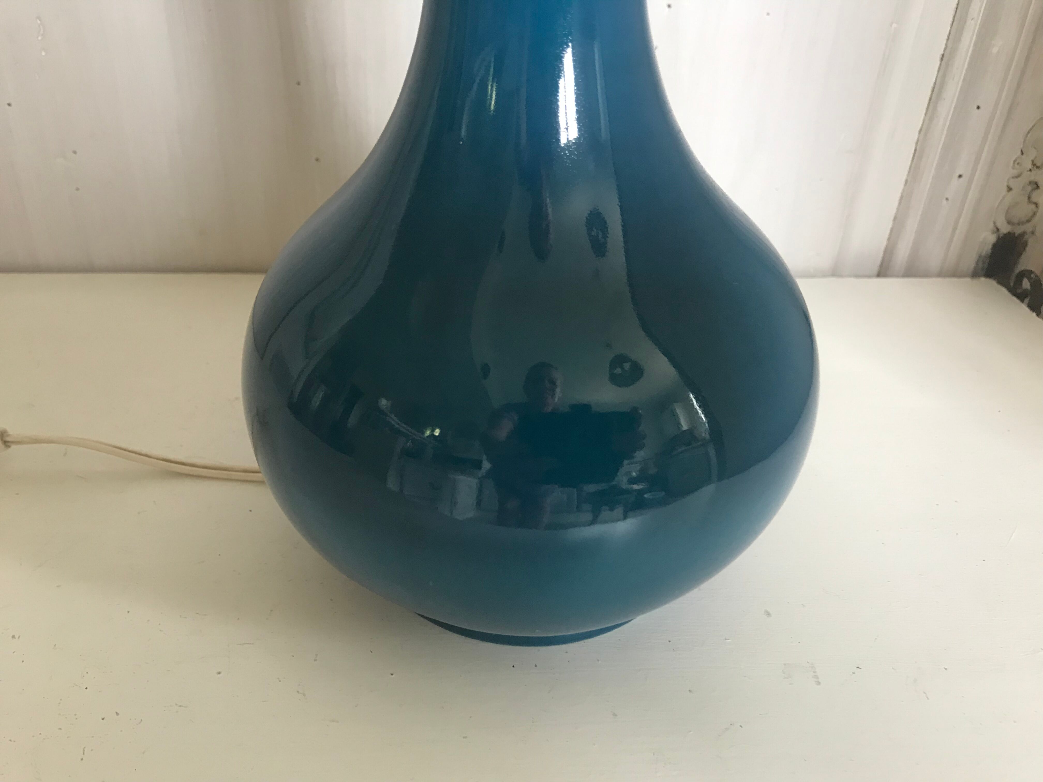Vintage enamelled ceramic lamp