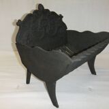Log holder, old cast iron andiron