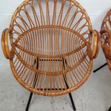 Paire de fauteuils en rotin vintage