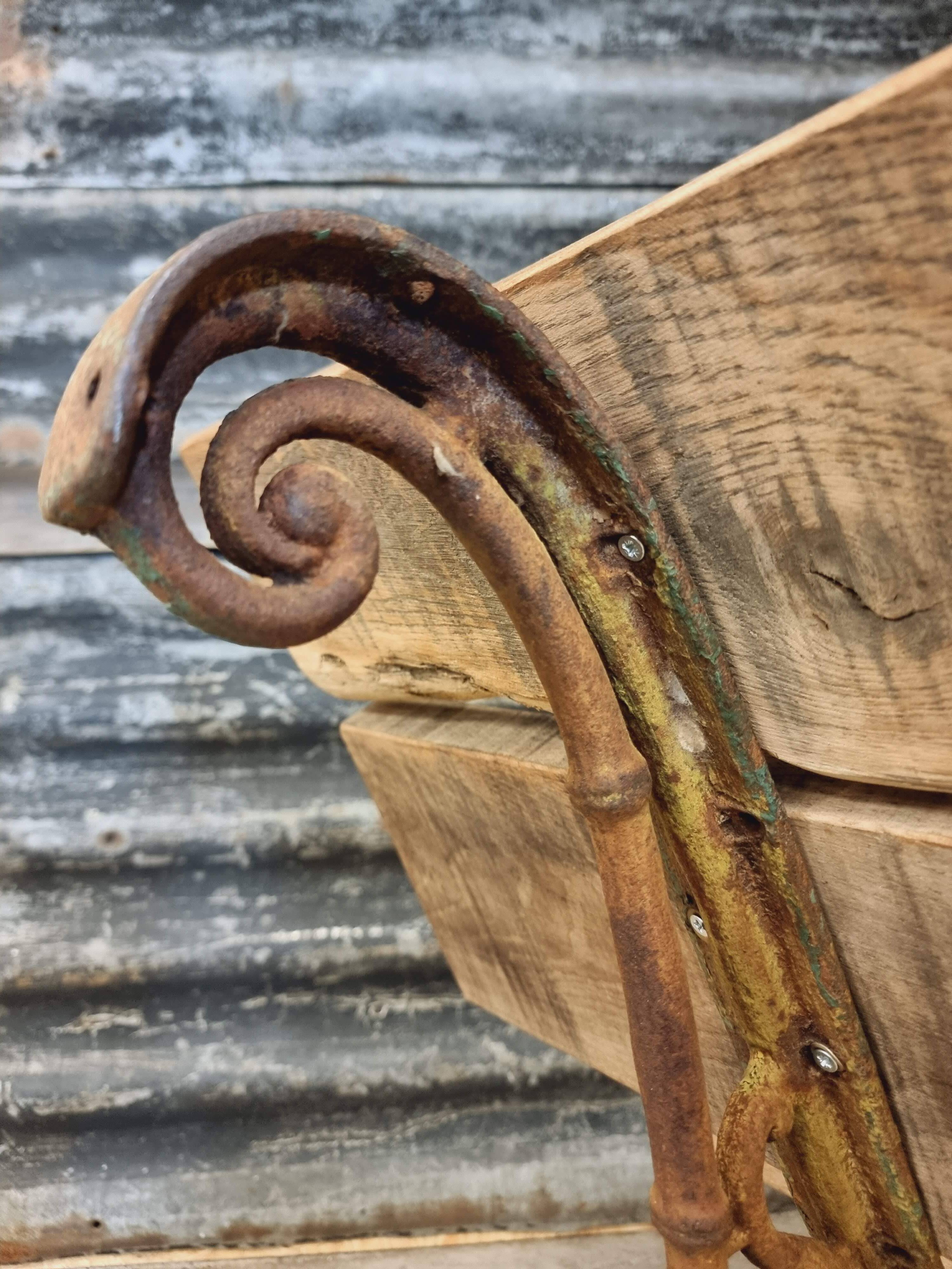 Antique garden bench French park bench oak with cast iron 218 cm