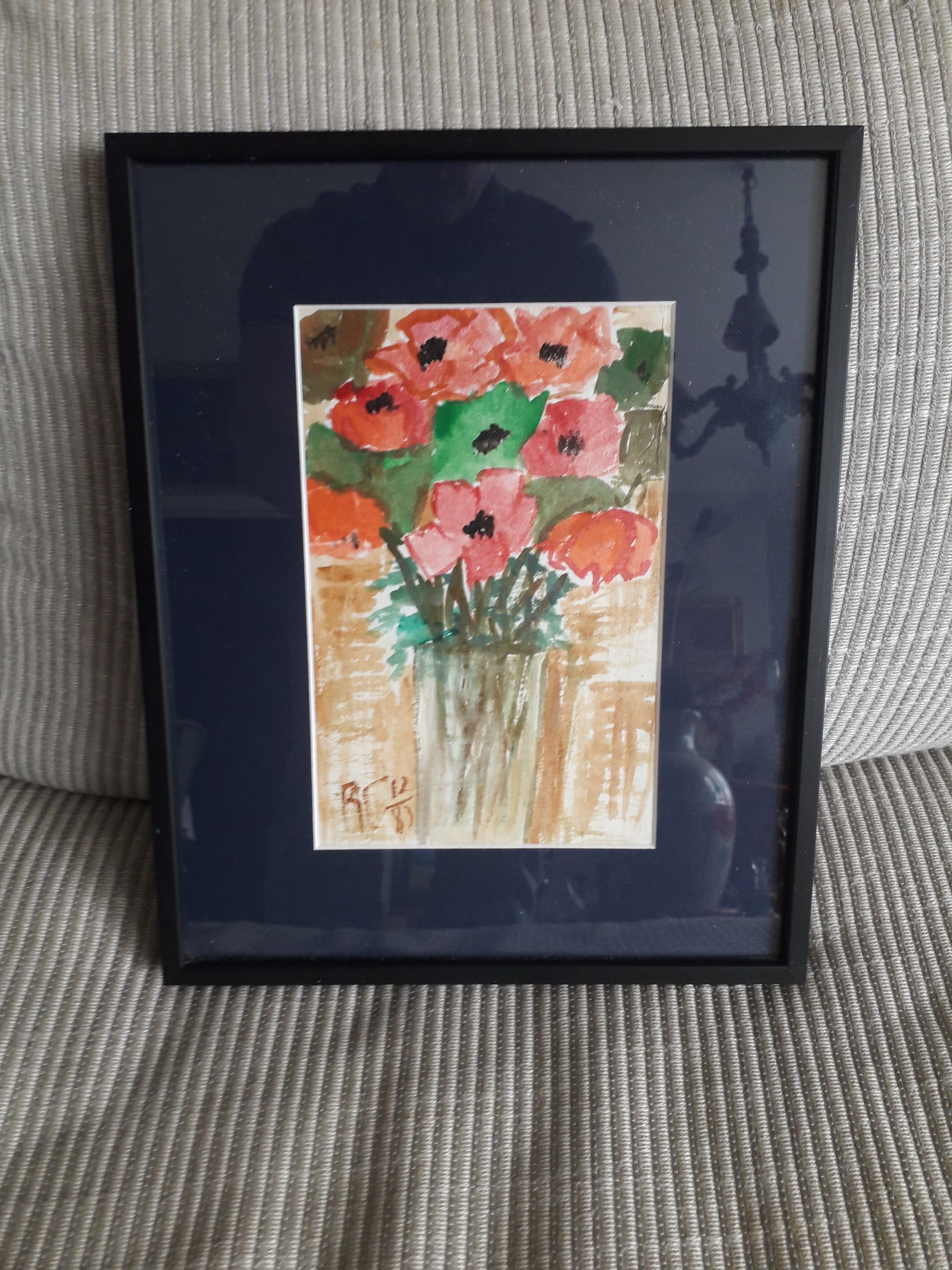 Old painting representing a bouquet of flowers
