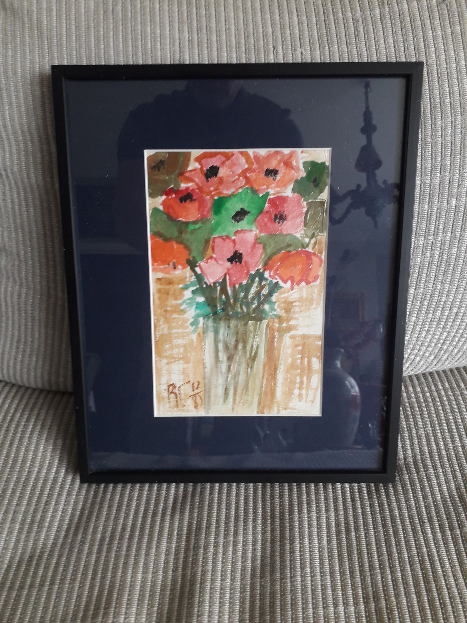 Old painting representing a bouquet of flowers