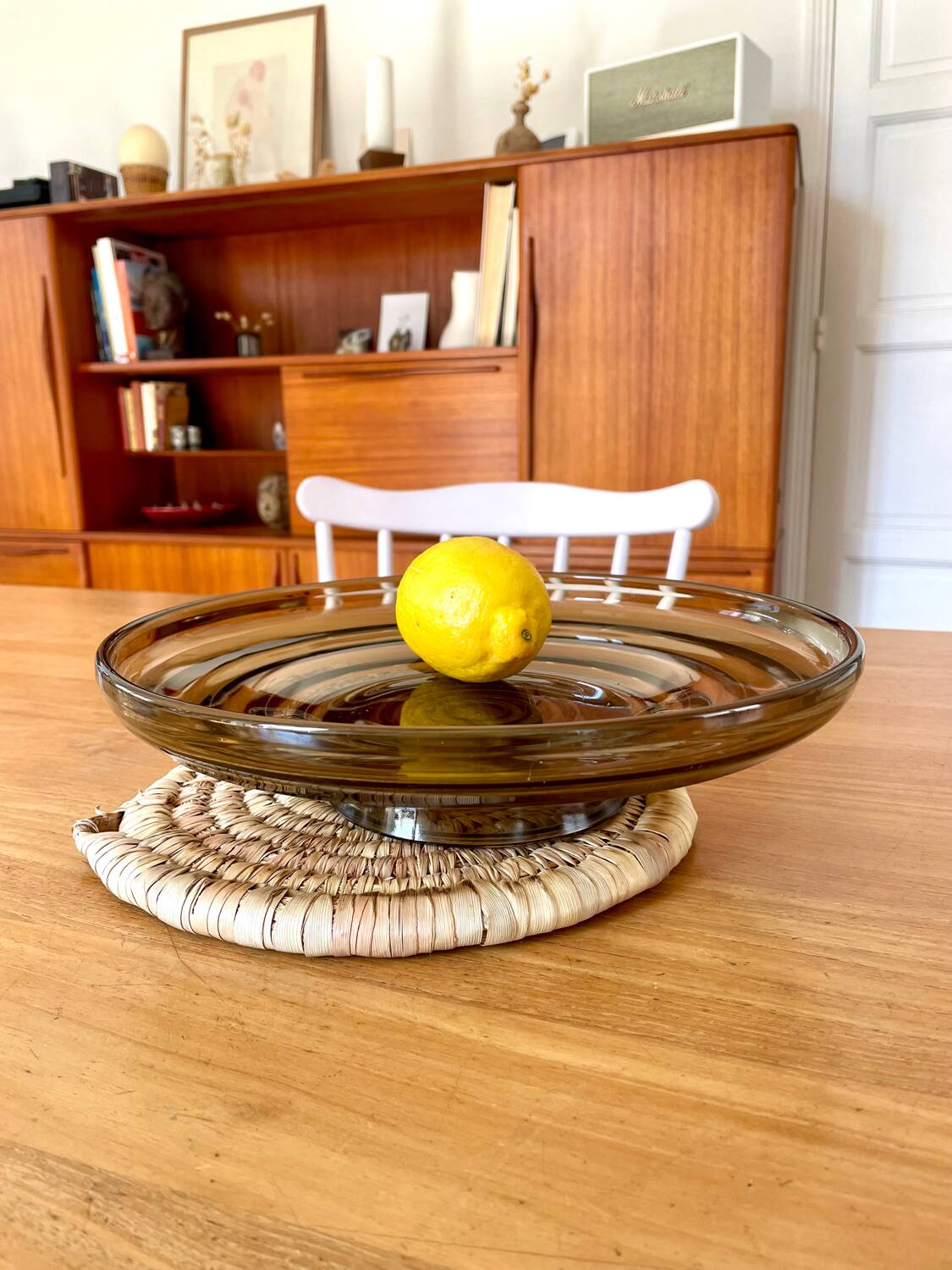 Vintage smoked glass bowl