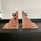 Pair of art deco series-books in marble and brass