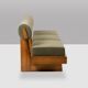 Three-seater bench in light ash and green mohair velvet. Contemporary.
