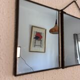 Vintage 1930s triptych mirror depicting a barber, hairdresser, and young dancer